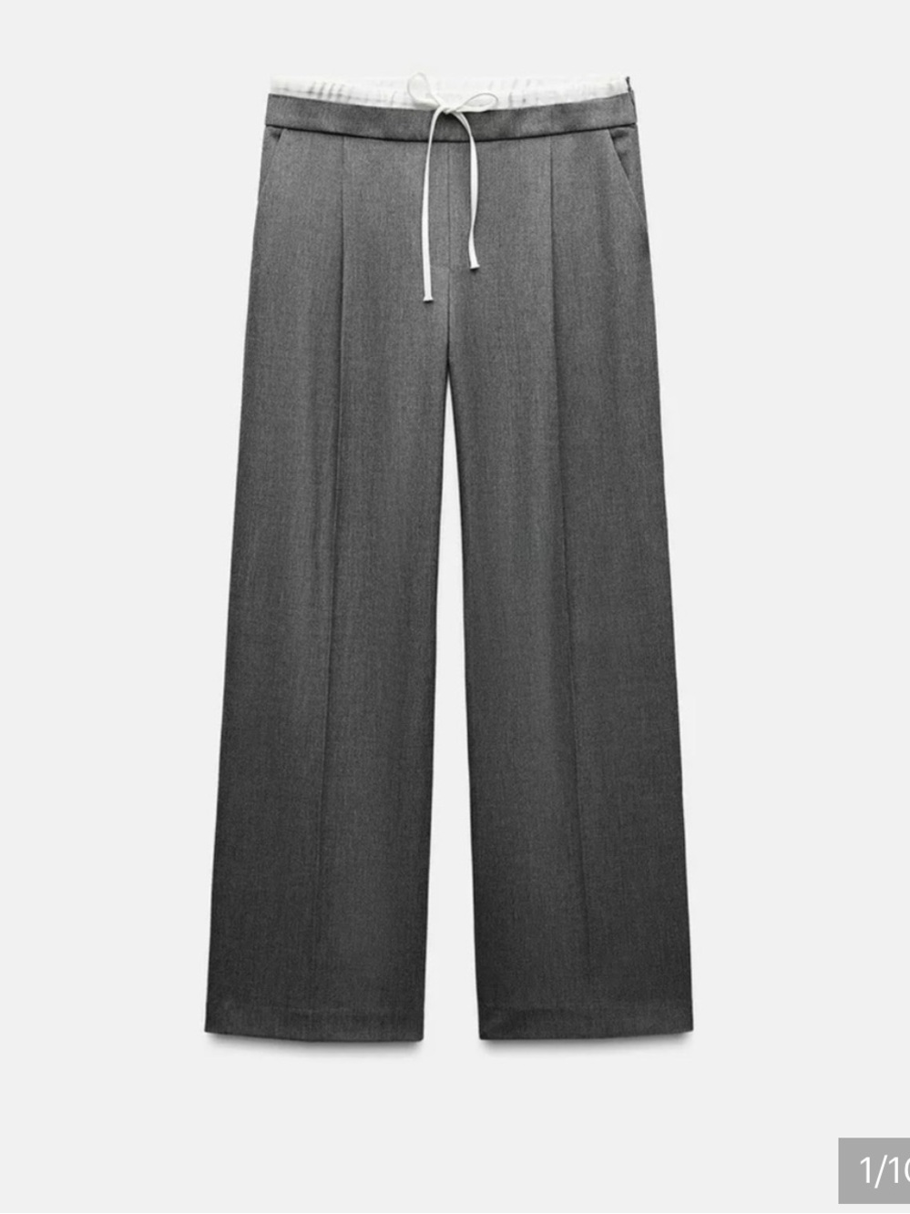Zara Gray Relaxed Wide-Leg Drawstring Jeans